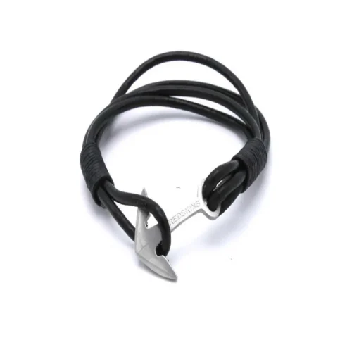 Bracelet Redskins 285120 - Bracelet Ancre Cuir Noir Homme