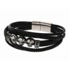 Bracelet Redskins Bijoux 285509 - Homme en Cuir Tressé et Acier Têtes de Mort
