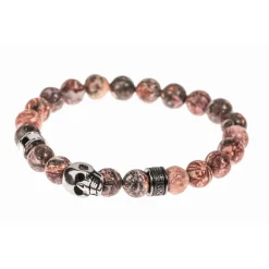 Bracelet Redskins Bijoux 285516 - Homme en Carbonate de Jade Orange et Acier - Tête de Mort