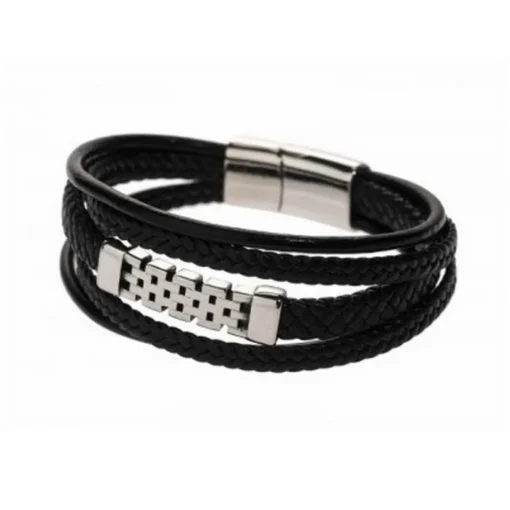 Bracelet Redskins Bijoux 285511 - Homme en Cuir et Acier - Plaque Tressée