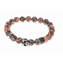 Bracelet Redskins Bijoux 285516 - Homme en Carbonate de Jade Orange et Acier - Tête de Mort