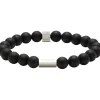 Bracelet Rochet B286001 - ZEN Perles Agate Noires Acier Moleté Homme