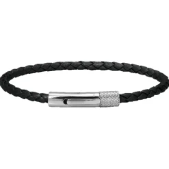 Bracelet Rochet HB1430301 - DRIVER 28mm Acier et Lien Tressé 3,5mm Cuir Noir Homme