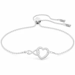 BRACELET Swarovski 5524421 - Bracelet métal argenté infini coeur cristaux sertis