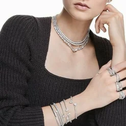 Bracelet Swarovski 5535354 - Bracelet-Jonc métal argenté cristaux Femme