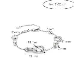 Bracelet Ti Sento - 23033ZI Argent Rhodié Et Maillons Torsadés
