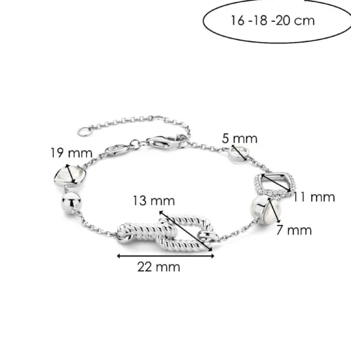 Bracelet Ti Sento - 23033ZI Argent Rhodié Et Maillons Torsadés