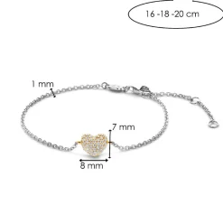 Bracelet Ti Sento - 2885ZY Argent Doré Cœur Pavé