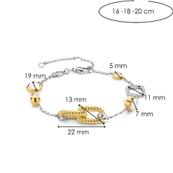 Bracelet Ti Sento - 23033ZY Argent Doré Et Maillons Torsadés