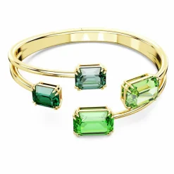 Bracelet-jonc Millenia octogonale Vert Placage de ton or