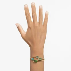 Bracelet-jonc Millenia octogonale Vert Placage de ton or