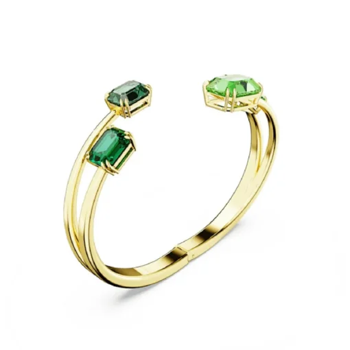 Bracelet-jonc Millenia octogonale Vert Placage de ton or