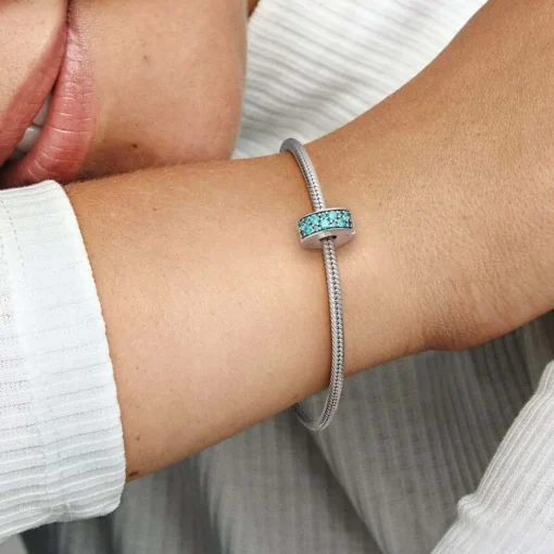 Charm Clip Pandora Moments Pavé Bleu-Vert