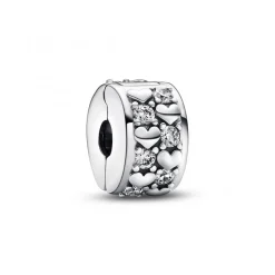 Charm Clip Pendant Cœurs de l'Infini Scintillants Argenté