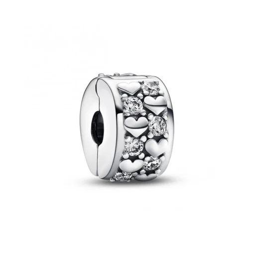 Charm Clip Pendant Cœurs de l'Infini Scintillants Argenté