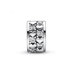 Charm Clip Pendant Cœurs de l'Infini Scintillants Argenté