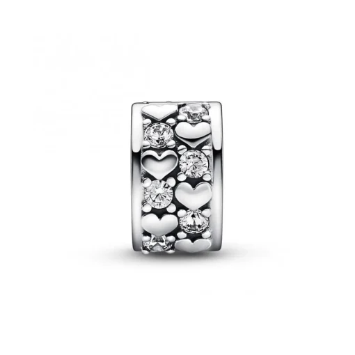 Charm Clip Pendant Cœurs de l'Infini Scintillants Argenté