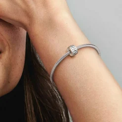 Charm Clip Pendant Cœurs de l'Infini Scintillants Argenté