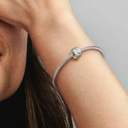 Charm Clip Pendant Cœurs de l'Infini Scintillants Argenté