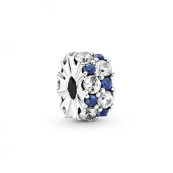 Charm Clip Scintillant Incolore & Bleu Pandora Timeless