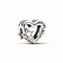 Charm Cœur Ajouré Famille avec Étoile