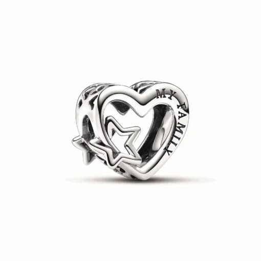 Charm Cœur Ajouré Famille avec Étoile