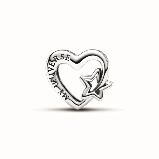Charm Cœur Ajouré Famille avec Étoile
