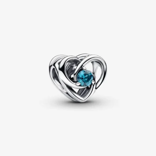 Charm Cœur Entrelacé et Pierres Bleu