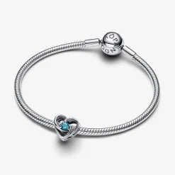 Charm Cœur Entrelacé et Pierres Bleu