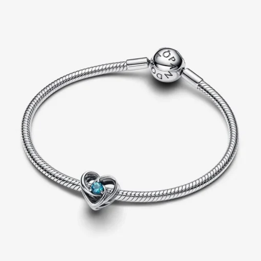 Charm Cœur Entrelacé et Pierres Bleu