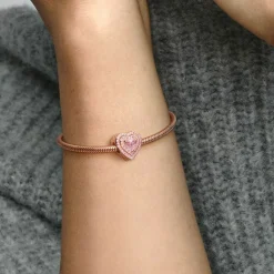 Charm Cœurs Nivelés Scintillant rose gold Pandora Timeless