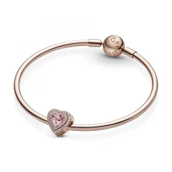 Charm Cœurs Nivelés Scintillant rose gold Pandora Timeless