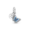 Charm double pendant Pandora Moments Papillon bleu scintillant & Citation
