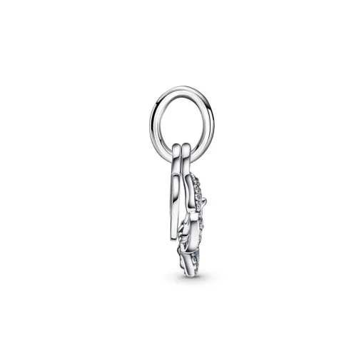 Charm double pendant Pandora Moments Papillon bleu scintillant & Citation