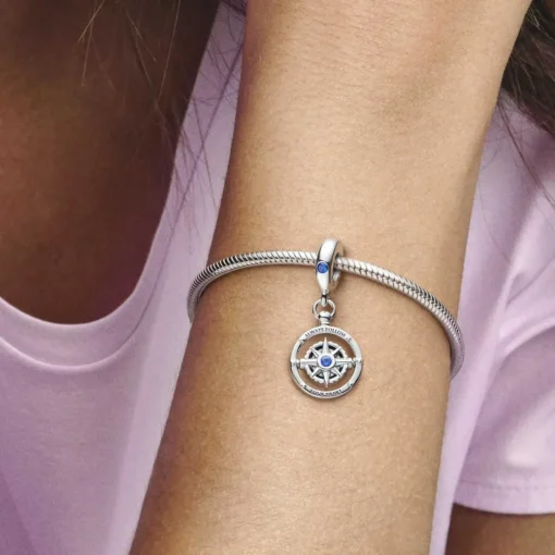 Charm Pandora Moments Boussole rotative avec inscription gravée