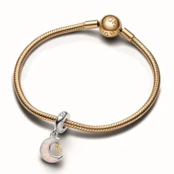 Charm Pendant Clé et Lune Bimatière