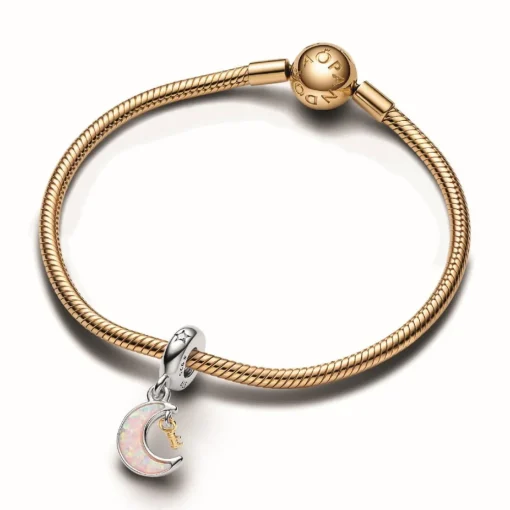Charm Pendant Clé et Lune Bimatière