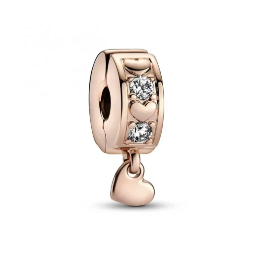 Charm Pendant Coeur Doré Rose