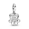 Charm Pendant Cœur et Empreinte de Pattes Pandora Passions