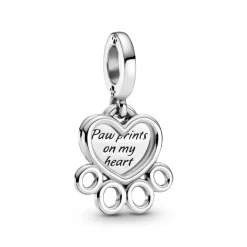 Charm Pendant Cœur et Empreinte de Pattes Pandora Passions