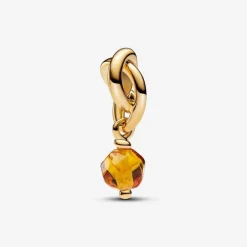 Charm Pendant doré avec cristal de couleur miel