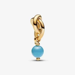 Charm Pendant doré avec cristal bleu capri