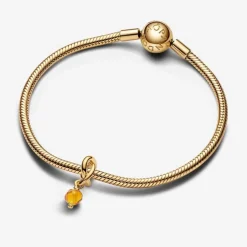 Charm Pendant doré avec cristal de couleur miel