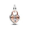 Charm Pendant Double Cadenas Cœur Barre Pivotante Bimatière