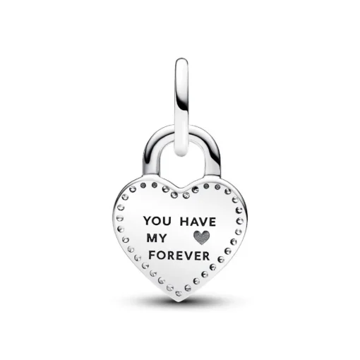 Charm Pendant Double Cadenas Cœur Barre Pivotante Bimatière