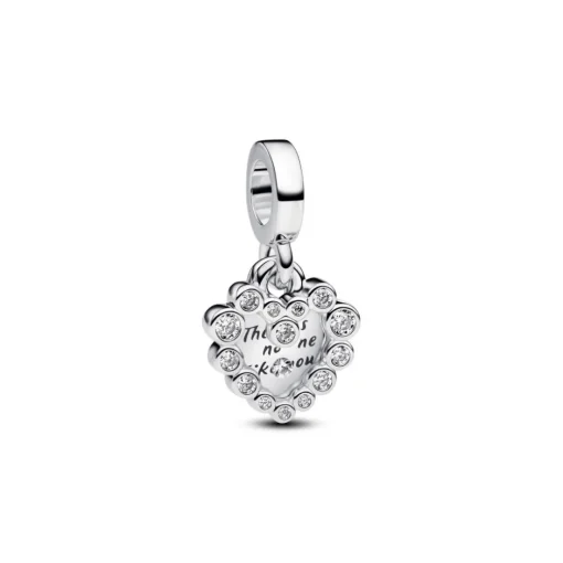 Charm Pendant Double Cœur Scintillant