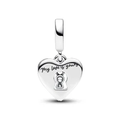Charm Pendant Double Cœur Rouge et Serrure