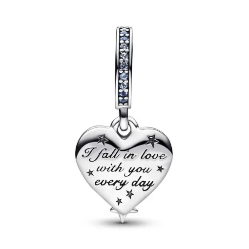 Charm Pendant Double Cœur et Étoiles Filantes Célestes - Pandora Moments
