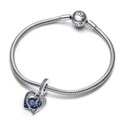 Charm Pendant Double Cœur et Étoiles Filantes Célestes - Pandora Moments