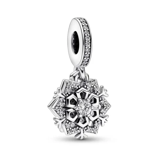 Charm Pendant Double Flocon de Neige Scintillant – Pandora Moments